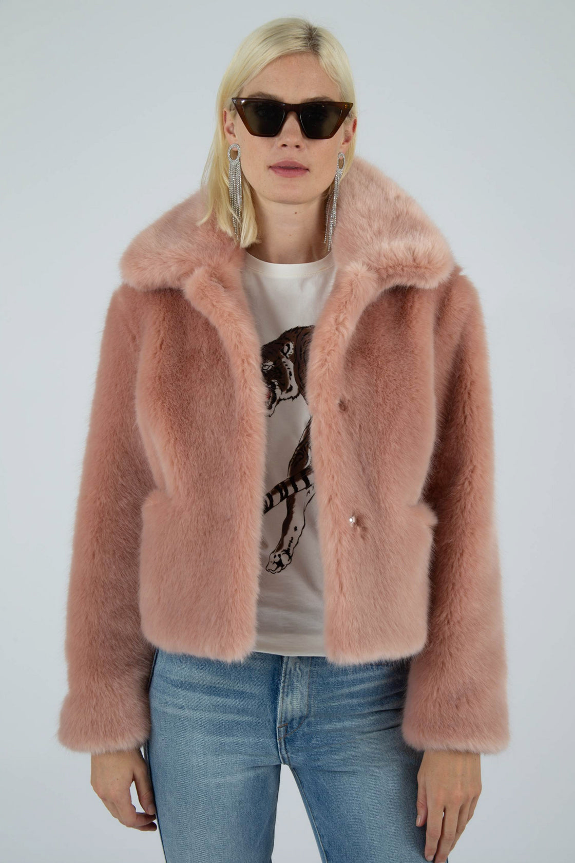 Tommy Faux Fur Pink Coat by JAKKE - FINAL SALE