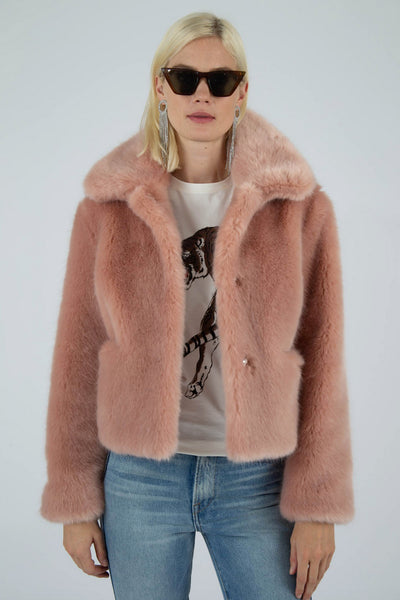 Tommy Faux Fur Pink Coat by JAKKE - FINAL SALE