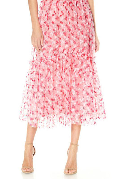 Peony Pleated Midi Dress by ML Monique Lhuillier - RENTAL