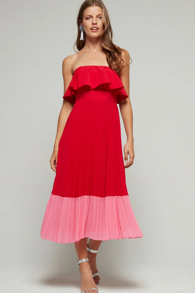 Red and pink strapless Aidan Mattox Dress