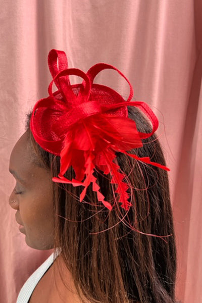 Paso Fina Red Fascinator - RENTAL