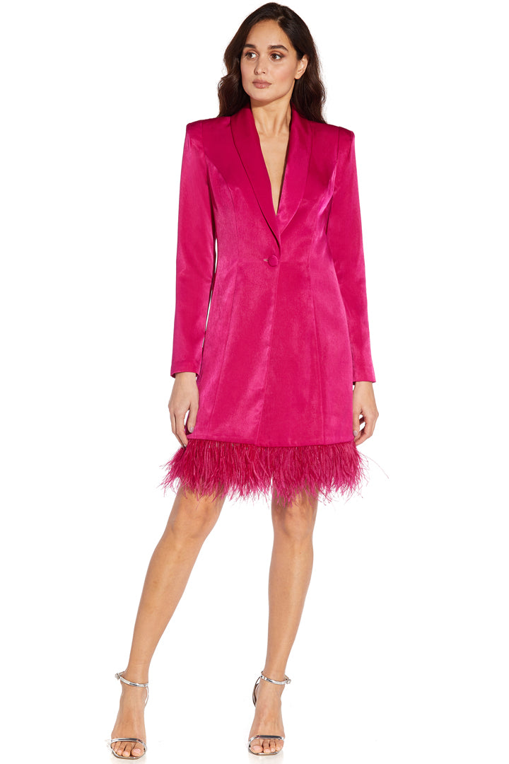 Rose Feather Blazer Dress by Aidan Mattox - RENTAL