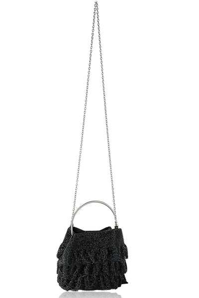 Soleil Bucket Bag in Black by Whiting and Davis - RENTAL