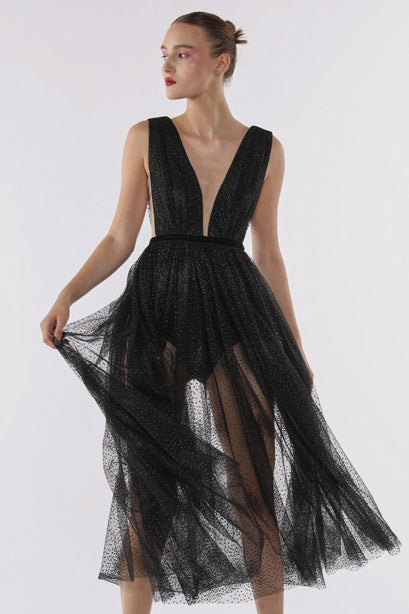 Heather Glitter Tulle Midi Dress by Sau Lee RENTAL The Fitzroy