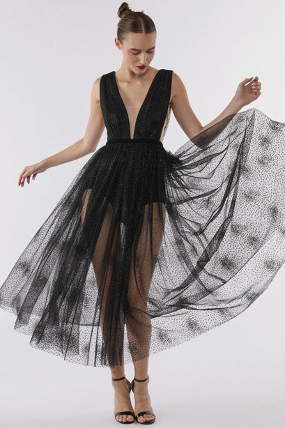 Heather Glitter Tulle Midi Dress by Sau Lee - RENTAL