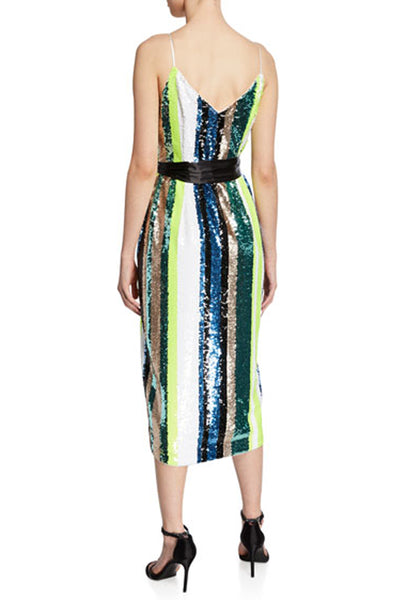 Solange Striped Sequin Wrap Dress by Aidan Mattox - FINAL SALE