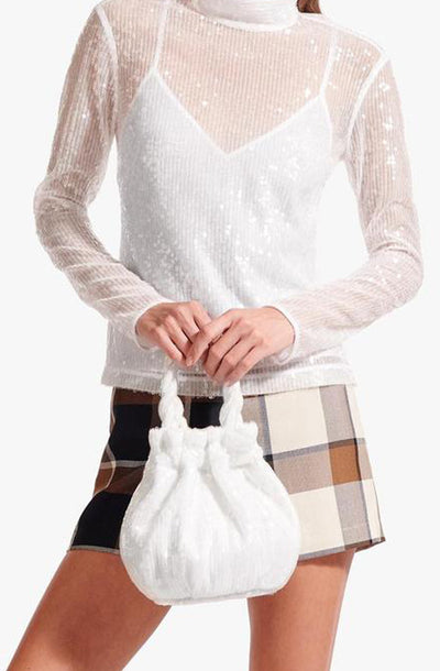 Grace Bag in White Sequin by STAUD - FINAL SALE