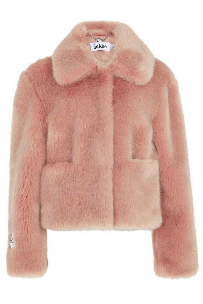Tommy Faux Fur Pink Coat by JAKKE - FINAL SALE