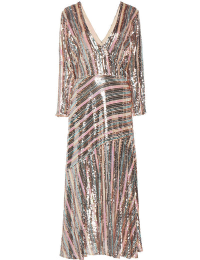 Tyra Sequin Stripe Midi Dress by Rixo London - FINAL SALE