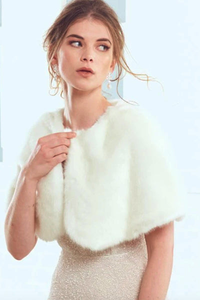 Love Me Tender Capelet in Ivory by Unreal Fur - RENTAL