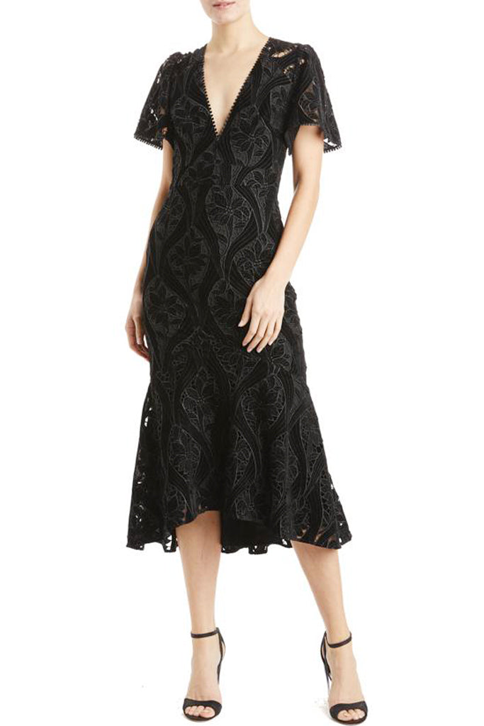Virginia Velvet Contrast Midi Dress by ML Monique Lhuillier