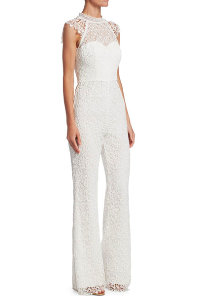 Adeline White Lace Jumpsuit by ML Monique Lhuillier - RENTAL – The Fitzroy