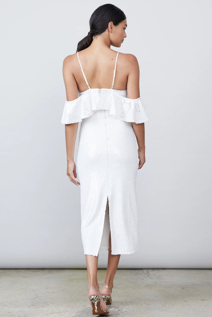 Audrina White Sequin Midi Dress by Allen Schwartz - FINAL SALE