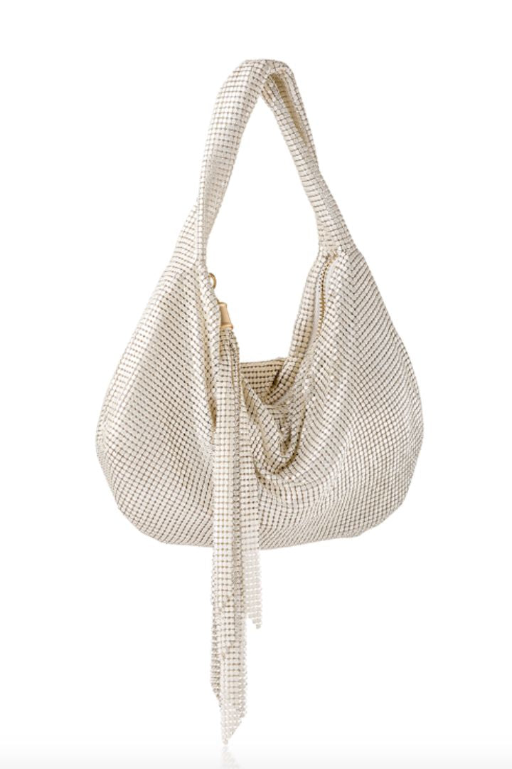 Marisol Mesh Hobo Bag in Pearl by Whiting and Davis - RENTAL – The Fitzroy