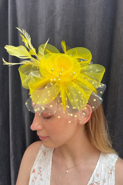 Senna Yellow Fascinator - RENTAL