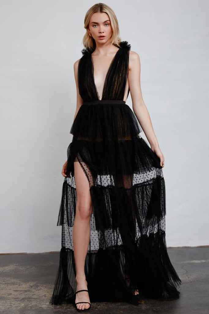 ready made evening dresses Red Spaghetti Straps Cutout Beaded Mermaid Long Dress With Split main image 1